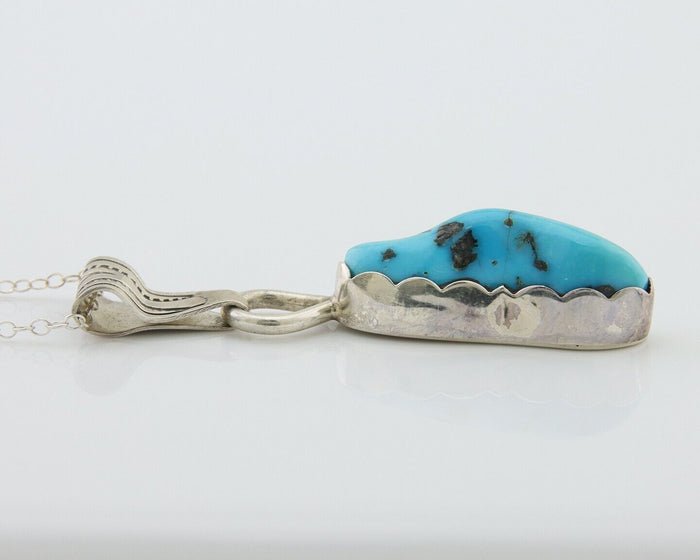 Navajo Necklace 925 Silver Blue Turquoise Artist Signed Tony Guerro C.80's