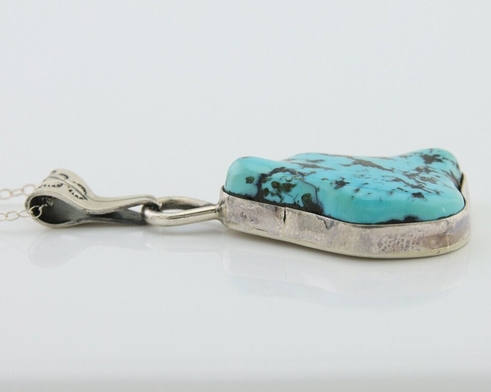 Navajo Necklace 925 Silver Blue Turquoise Artist Signed Tony Guerro C.80's