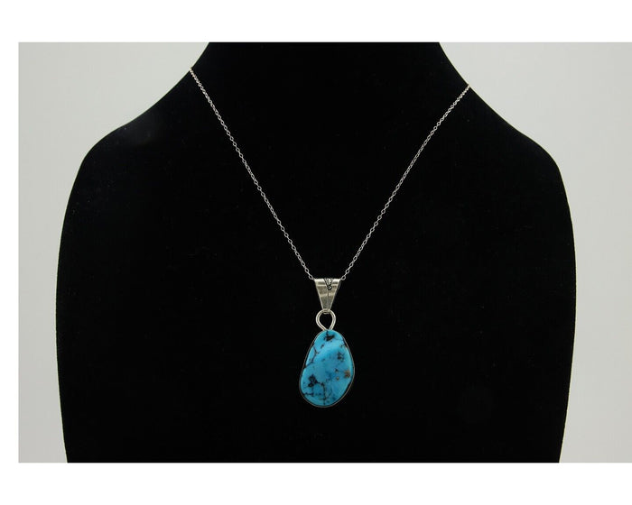 Navajo Necklace 925 Silver Blue Turquoise Artist Signed Tony Guerro C.80's