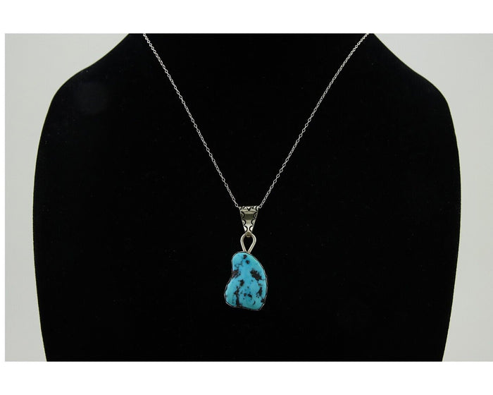 Navajo Necklace 925 Silver Blue Turquoise Artist Signed Tony Guerro C.80's