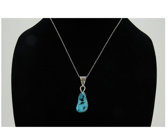 Navajo Necklace 925 Silver Blue Turquoise Artist Signed Tony Guerro C.80's