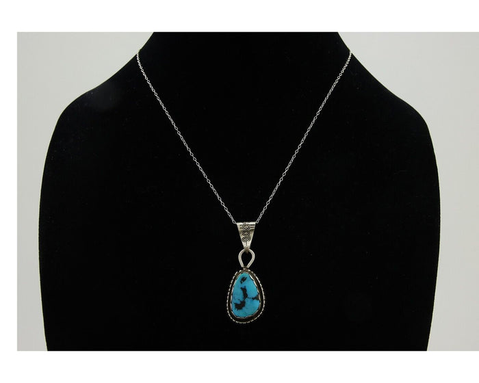 Navajo Necklace 925 Silver Blue Turquoise Artist Signed Tony Guerro C.80's