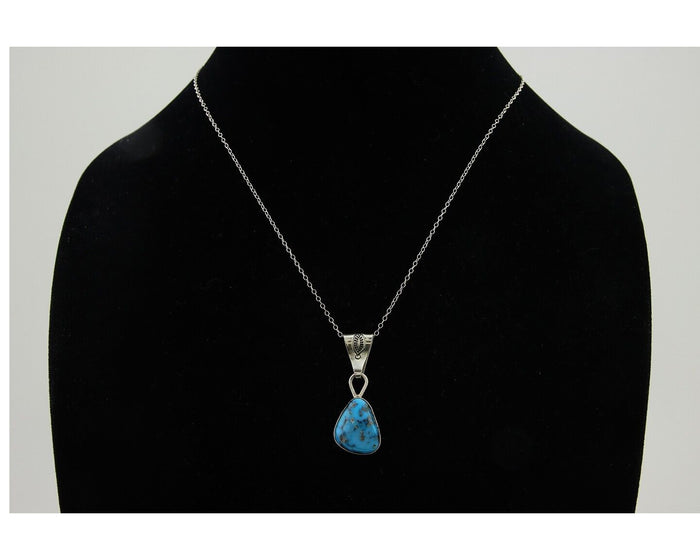 Navajo Necklace 925 Silver Blue Turquoise Artist Signed Tony Guerro C.80's