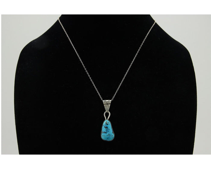 Navajo Necklace 925 Silver Blue Turquoise Artist Signed Tony Guerro C.80's