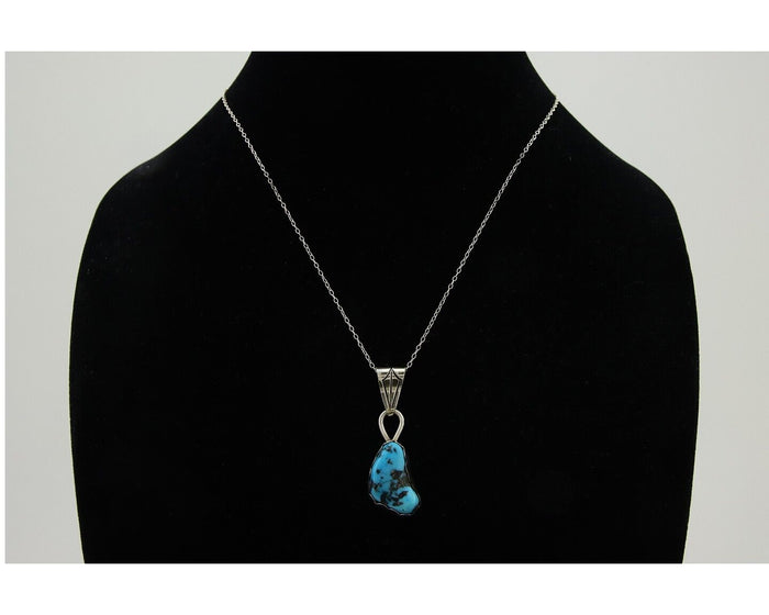 Navajo Necklace 925 Silver Blue Turquoise Artist Signed Tony Guerro C.80's