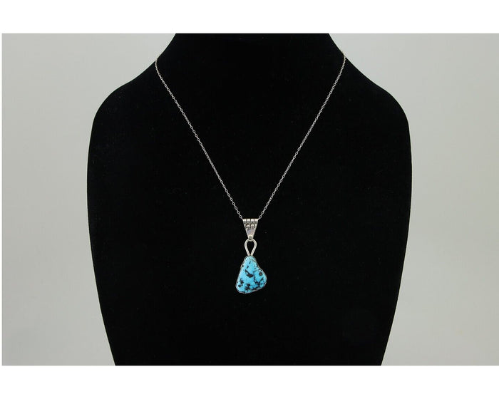 Navajo Necklace 925 Silver Blue Turquoise Artist Signed Tony Guerro C.80's