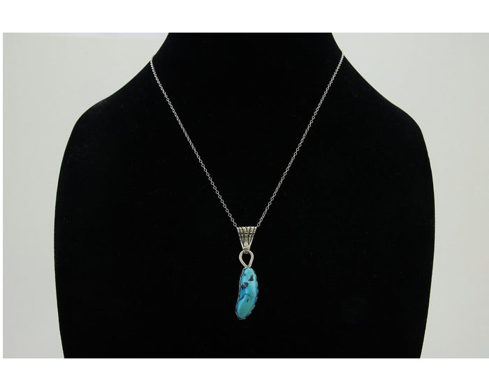 Navajo Necklace 925 Silver Blue Turquoise Artist Signed Tony Guerro C.80's