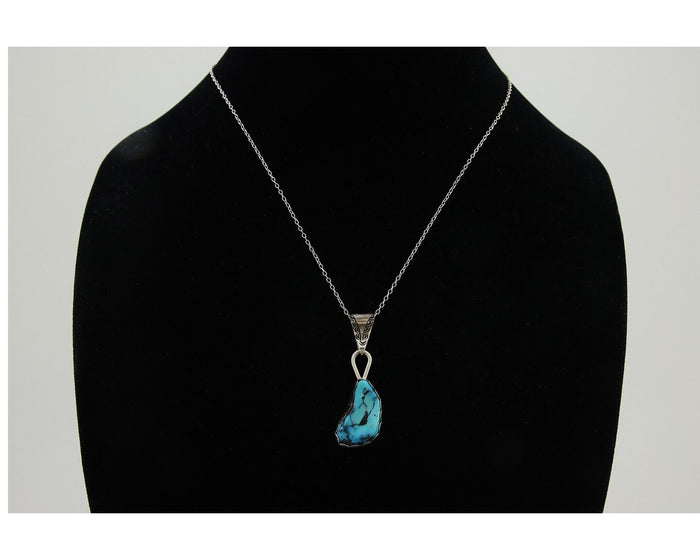 Navajo Necklace 925 Silver Blue Turquoise Artist Signed Tony Guerro C.80's