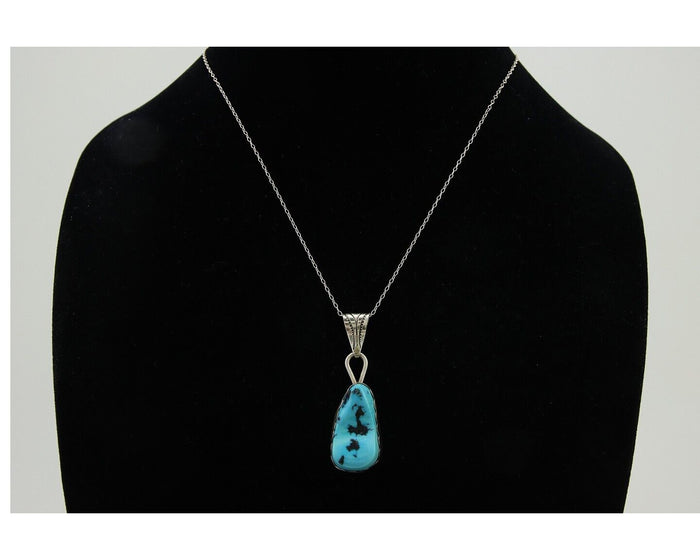 Navajo Necklace 925 Silver Blue Turquoise Artist Signed Tony Guerro C.80's