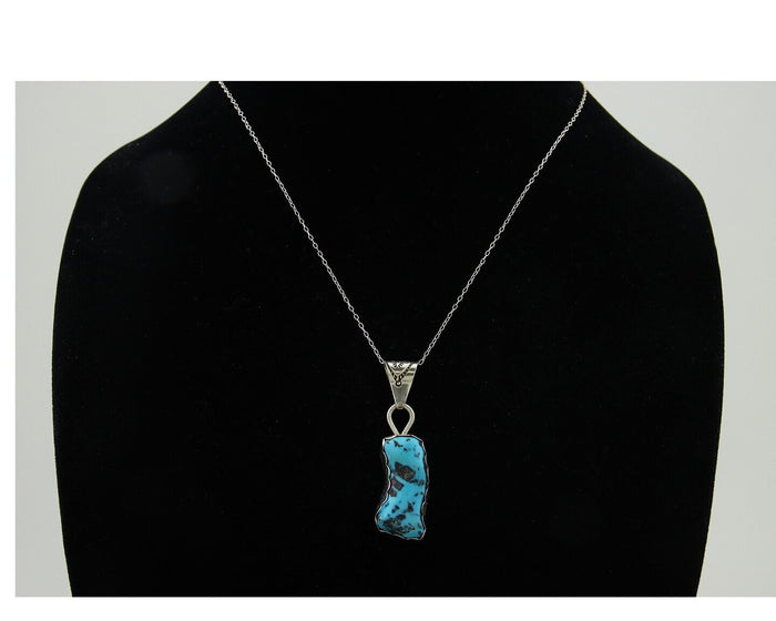 Navajo Necklace 925 Silver Blue Turquoise Artist Signed Tony Guerro C.80's