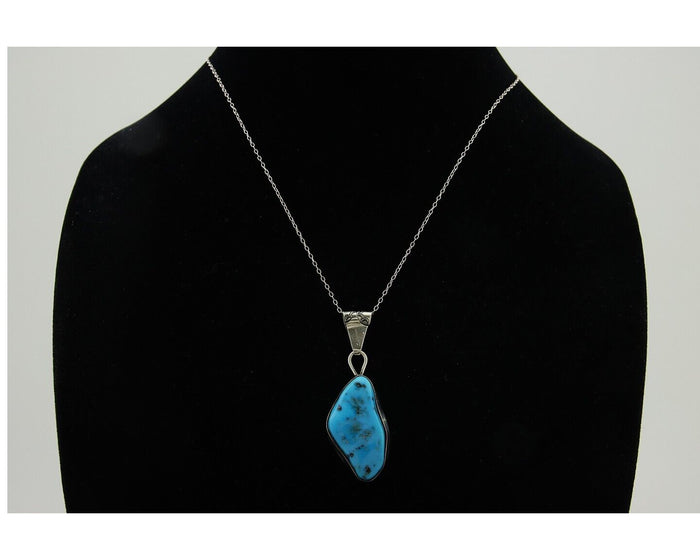 Navajo Necklace 925 Silver Blue Turquoise Artist Signed Tony Guerro C.80's