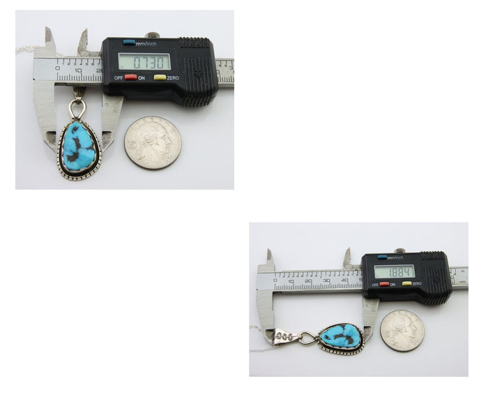 Navajo Necklace 925 Silver Blue Turquoise Artist Signed Tony Guerro C.80's