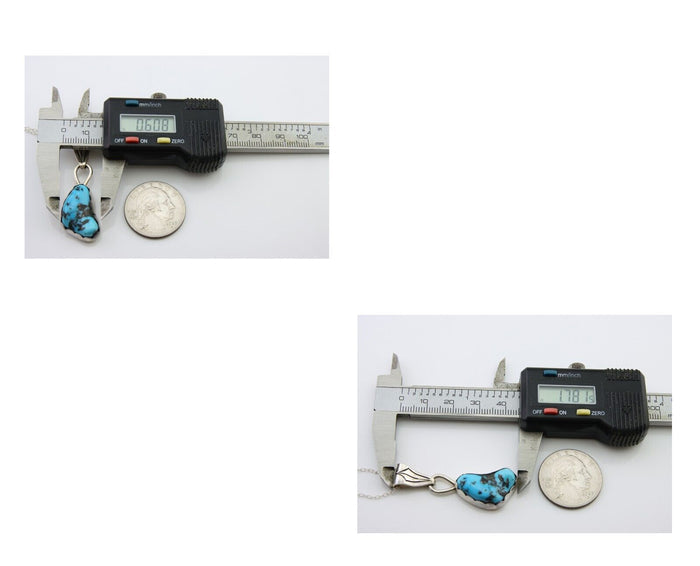 Navajo Necklace 925 Silver Blue Turquoise Artist Signed Tony Guerro C.80's