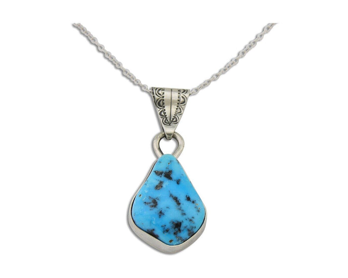 Navajo Necklace 925 Silver Blue Turquoise Artist Tony Guerro C.80's