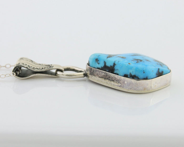 Navajo Necklace 925 Silver Blue Turquoise Artist Tony Guerro C.80's