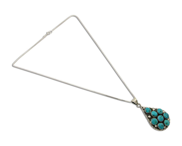 Navajo Necklace 925 Silver Natural Blue Turquoise Artist Signed B Yazzie C.80's