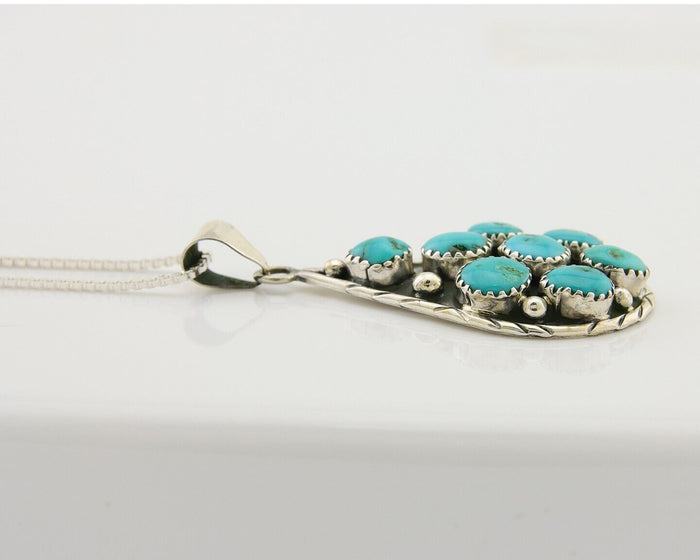 Navajo Necklace 925 Silver Natural Blue Turquoise Artist Signed B Yazzie C.80's
