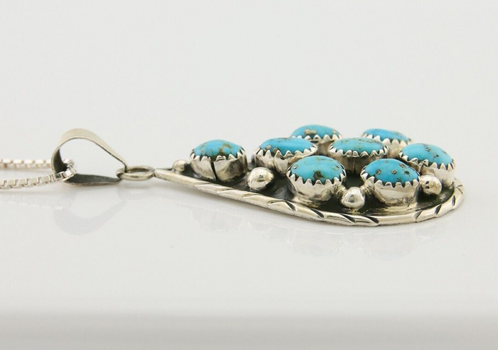 Navajo Necklace 925 Silver Natural Blue Turquoise Artist Signed B Yazzie C.80's