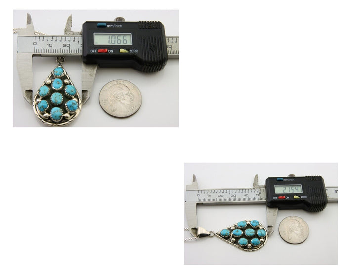 Navajo Necklace 925 Silver Natural Blue Turquoise Artist Signed B Yazzie C.80's