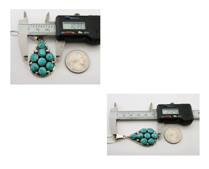 Navajo Necklace 925 Silver Natural Blue Turquoise Artist Signed B Yazzie C.80's