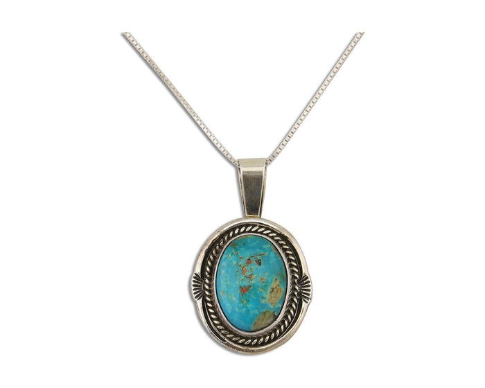 Navajo Necklace 925 Silver Natural Blue Turquoise Artist Signed Begay C.80s