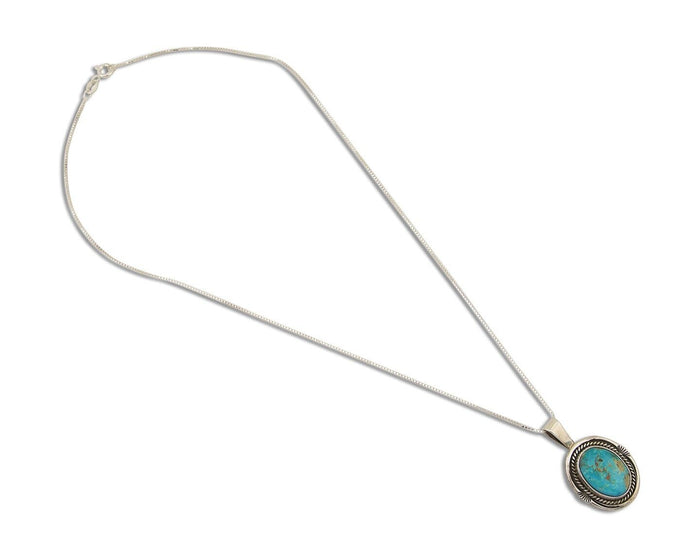 Navajo Necklace 925 Silver Natural Blue Turquoise Artist Signed Begay C.80s