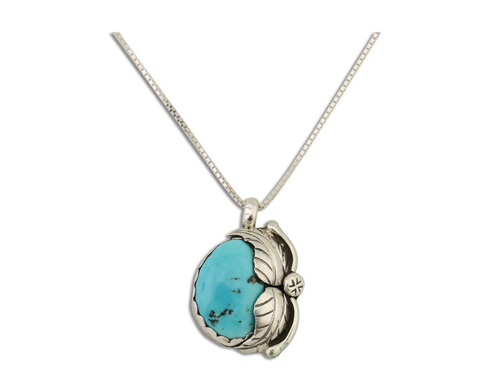 Navajo Necklace 925 Silver Natural Blue Turquoise Artist Signed D Zachary C.80's