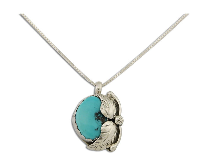 Navajo Necklace 925 Silver Natural Blue Turquoise Artist Signed D Zachary C.80's