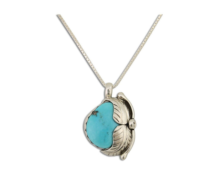Navajo Necklace 925 Silver Natural Blue Turquoise Artist Signed D Zachary C.80's