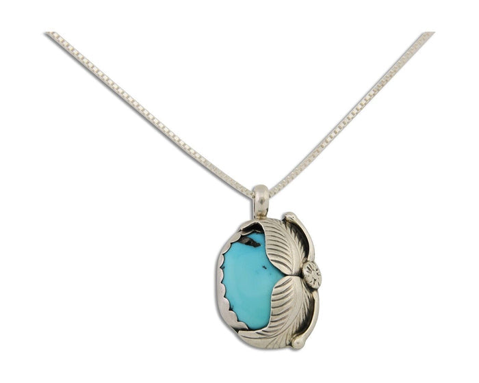 Navajo Necklace 925 Silver Natural Blue Turquoise Artist Signed D Zachary C.80's