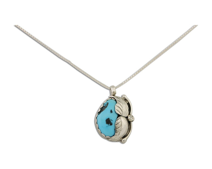 Navajo Necklace 925 Silver Natural Blue Turquoise Artist Signed D Zachary C.80's