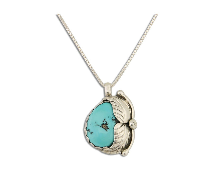 Navajo Necklace 925 Silver Natural Blue Turquoise Artist Signed D Zachary C.80's