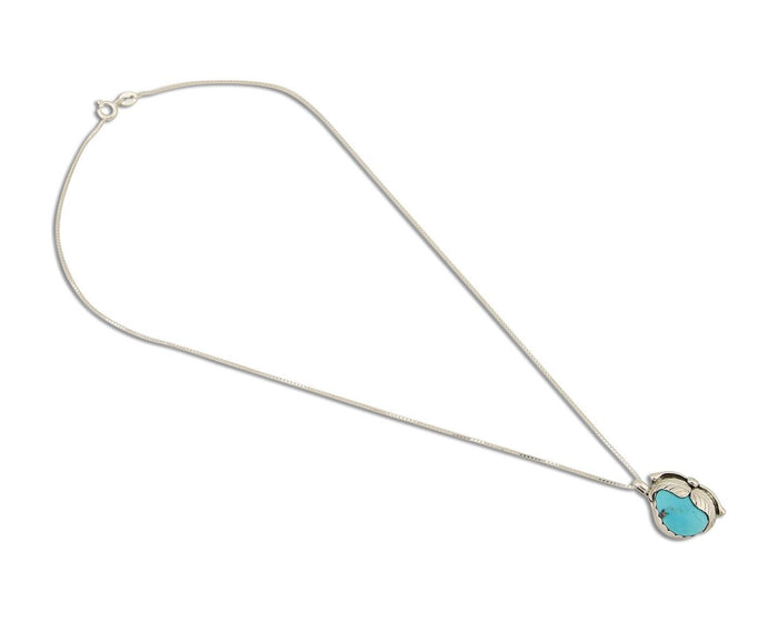 Navajo Necklace 925 Silver Natural Blue Turquoise Artist Signed D Zachary C.80's