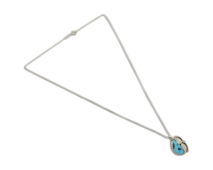 Navajo Necklace 925 Silver Natural Blue Turquoise Artist Signed D Zachary C.80's