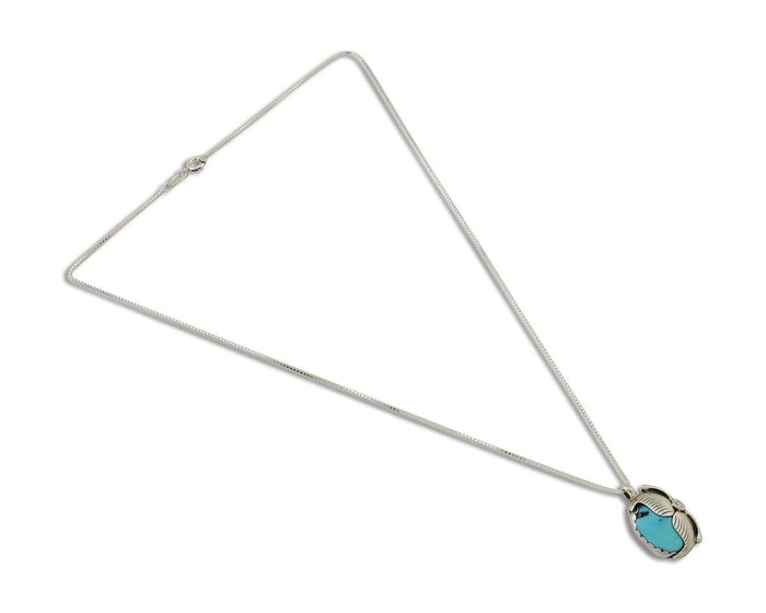 Navajo Necklace 925 Silver Natural Blue Turquoise Artist Signed D Zachary C.80's