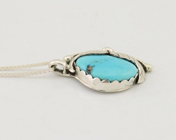 Navajo Necklace 925 Silver Natural Blue Turquoise Artist Signed D Zachary C.80's