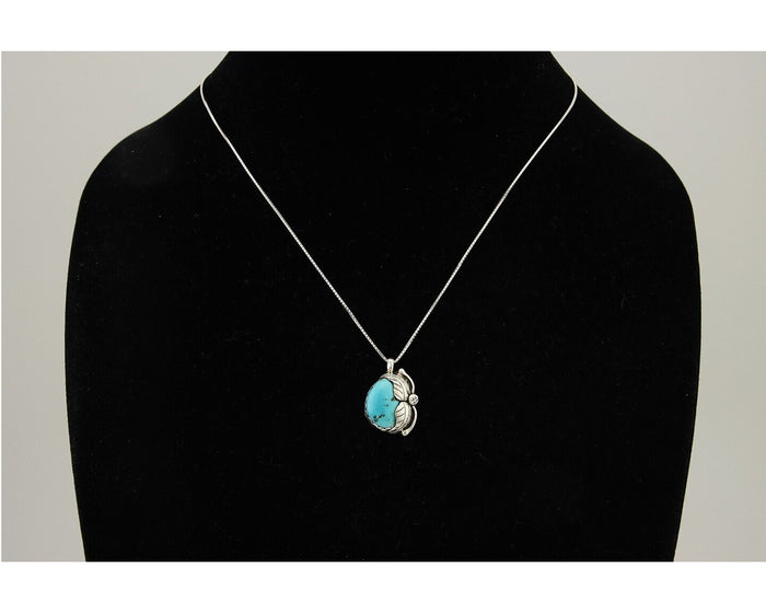 Navajo Necklace 925 Silver Natural Blue Turquoise Artist Signed D Zachary C.80's
