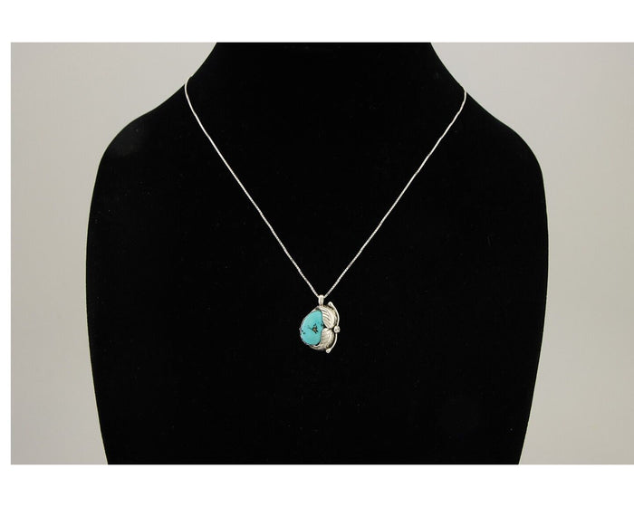 Navajo Necklace 925 Silver Natural Blue Turquoise Artist Signed D Zachary C.80's