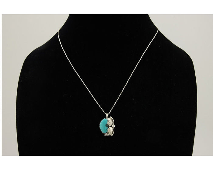 Navajo Necklace 925 Silver Natural Blue Turquoise Artist Signed D Zachary C.80's