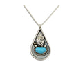 Navajo Necklace 925 Silver Natural Blue Turquoise Artist Signed JASON BAHE C.80s