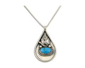 Navajo Necklace 925 Silver Natural Blue Turquoise Artist Signed JASON BAHE C.80s