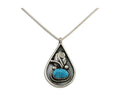 Navajo Necklace 925 Silver Natural Blue Turquoise Artist Signed JASON BAHE C.80s
