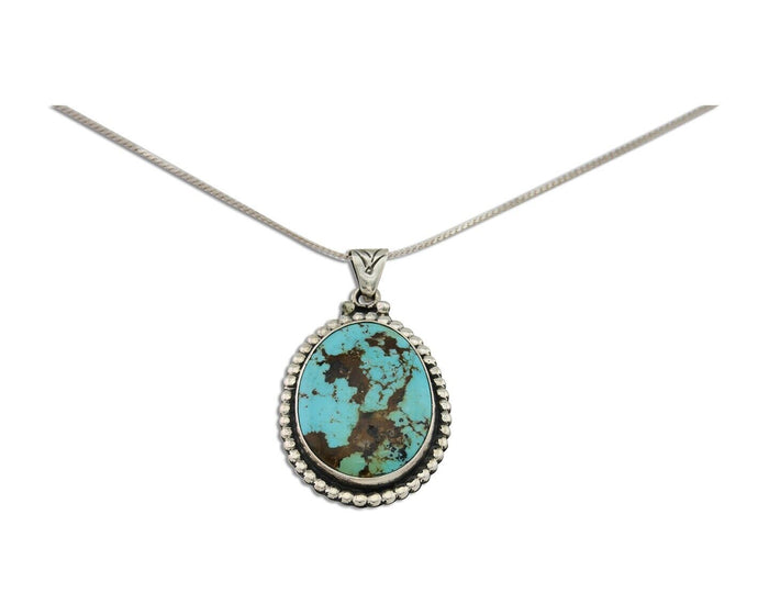 Navajo Necklace 925 Silver Natural Blue Turquoise Artist Signed M Montoya C.80's