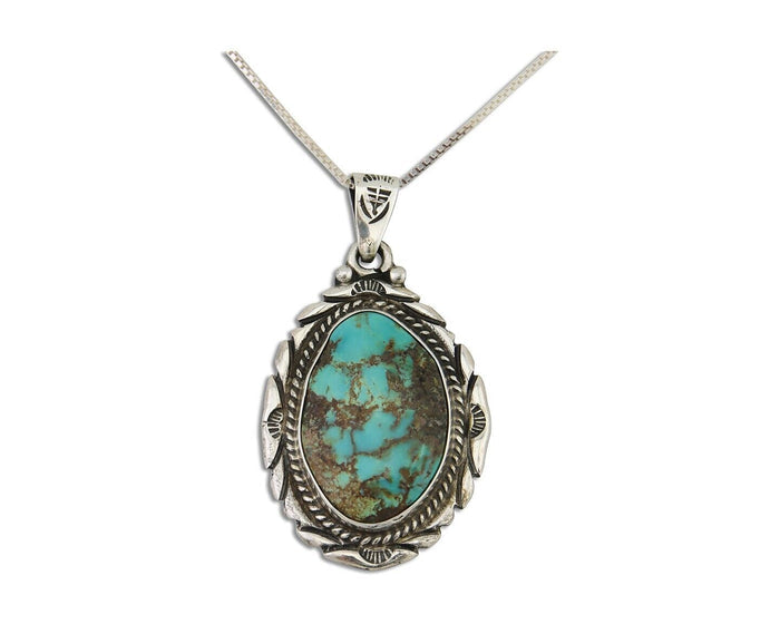 Navajo Necklace 925 Silver Natural Blue Turquoise Artist Signed M Montoya C.80's
