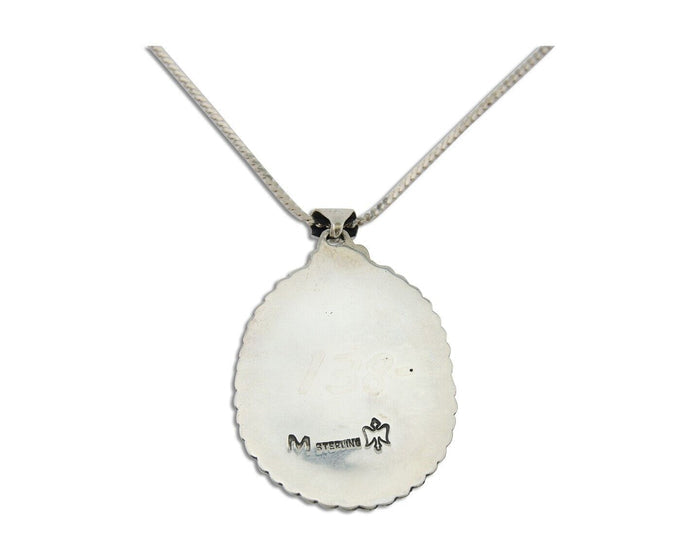 Navajo Necklace 925 Silver Natural Blue Turquoise Artist Signed M Montoya C.80's