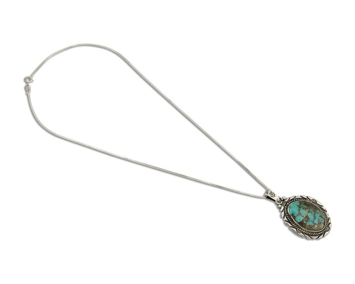 Navajo Necklace 925 Silver Natural Blue Turquoise Artist Signed M Montoya C.80's