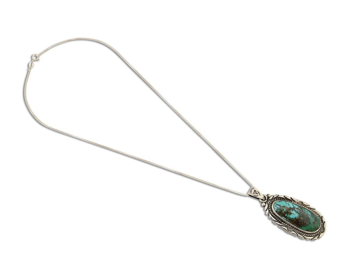 Navajo Necklace 925 Silver Natural Blue Turquoise Artist Signed M Montoya C.80's