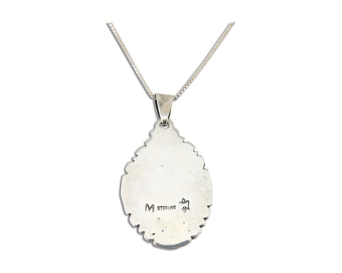 Navajo Necklace 925 Silver Natural Blue Turquoise Artist Signed M Montoya C.80's