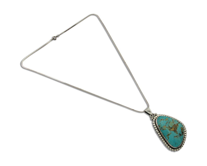 Navajo Necklace 925 Silver Natural Blue Turquoise Artist Signed M Montoya C.80's