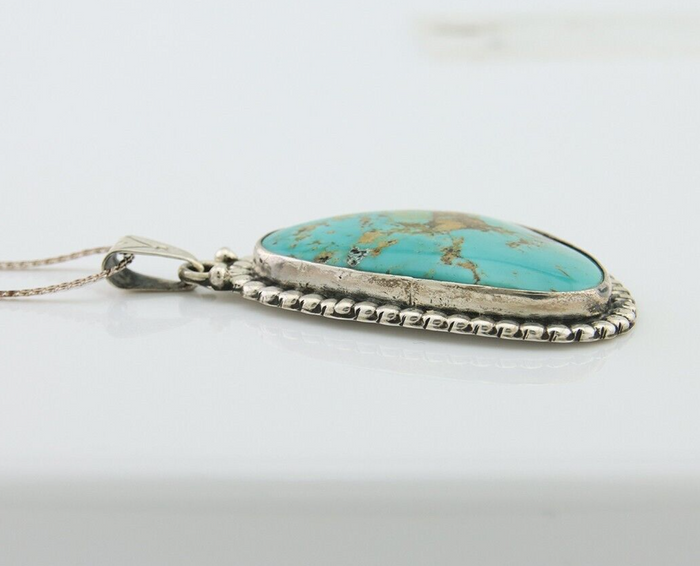 Navajo Necklace 925 Silver Natural Blue Turquoise Artist Signed M Montoya C.80's